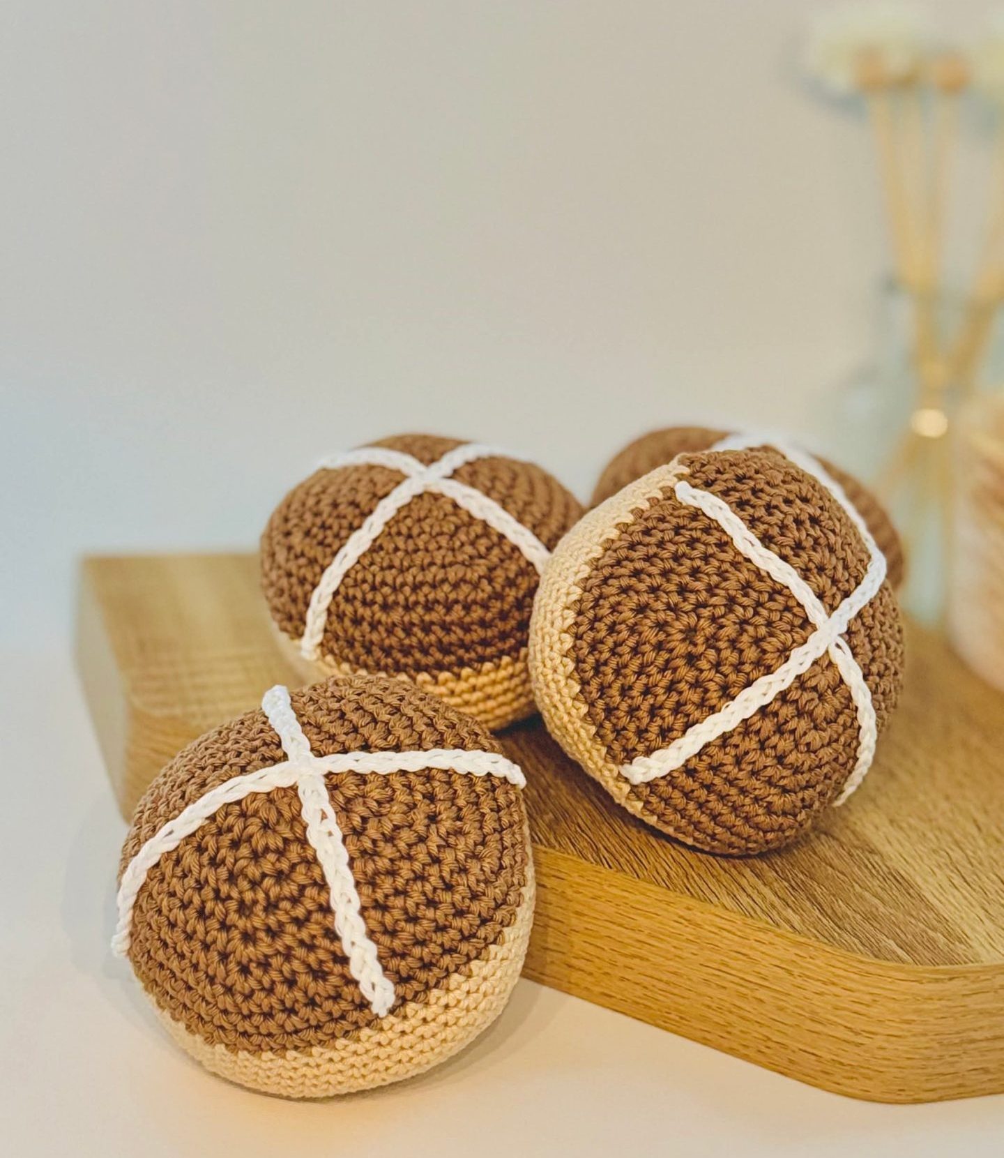kids crochet play food - squishy plain hot cross bun