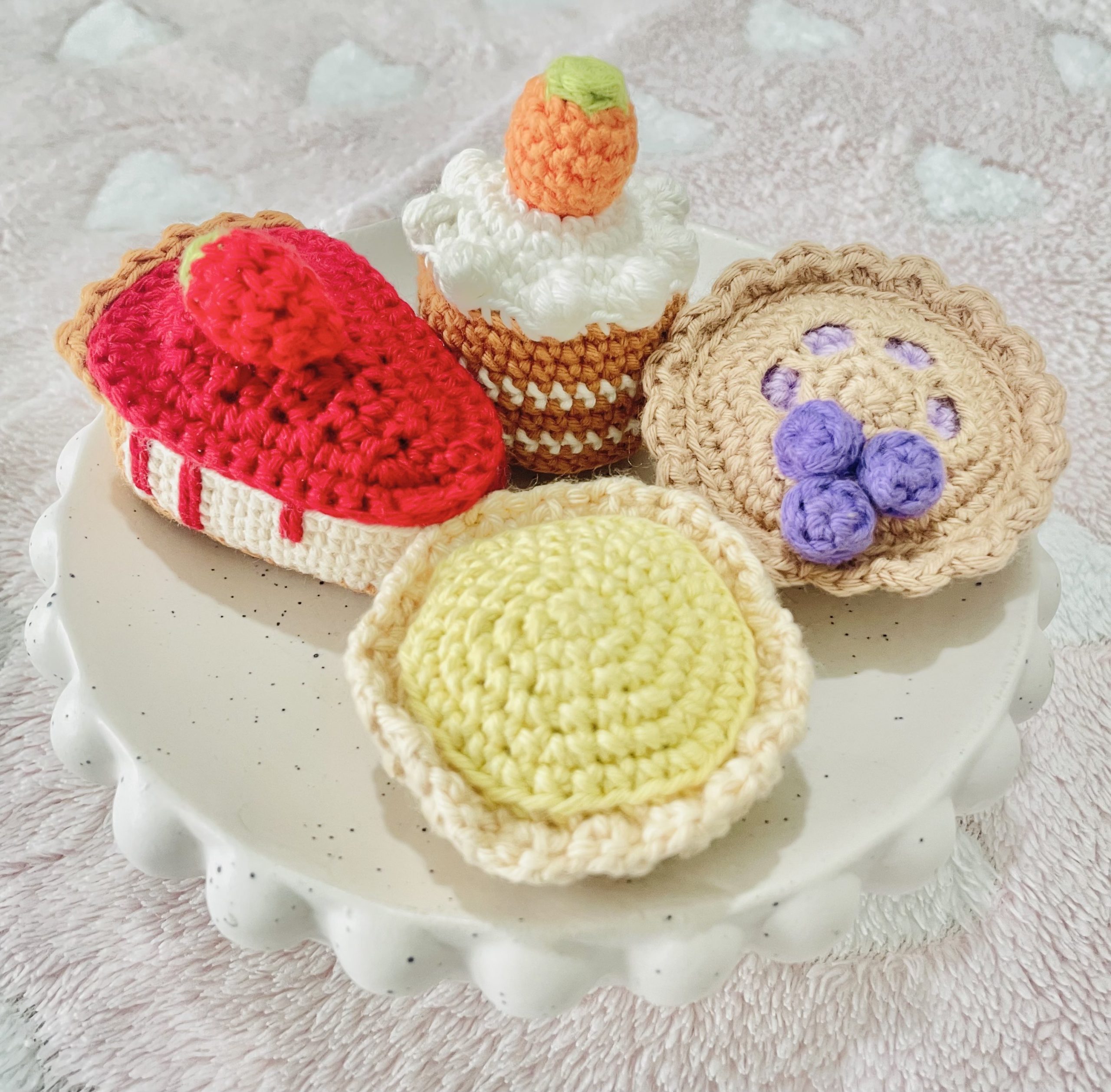 pastry set - carrot cake, tart, strawberry slice, blueberry tart