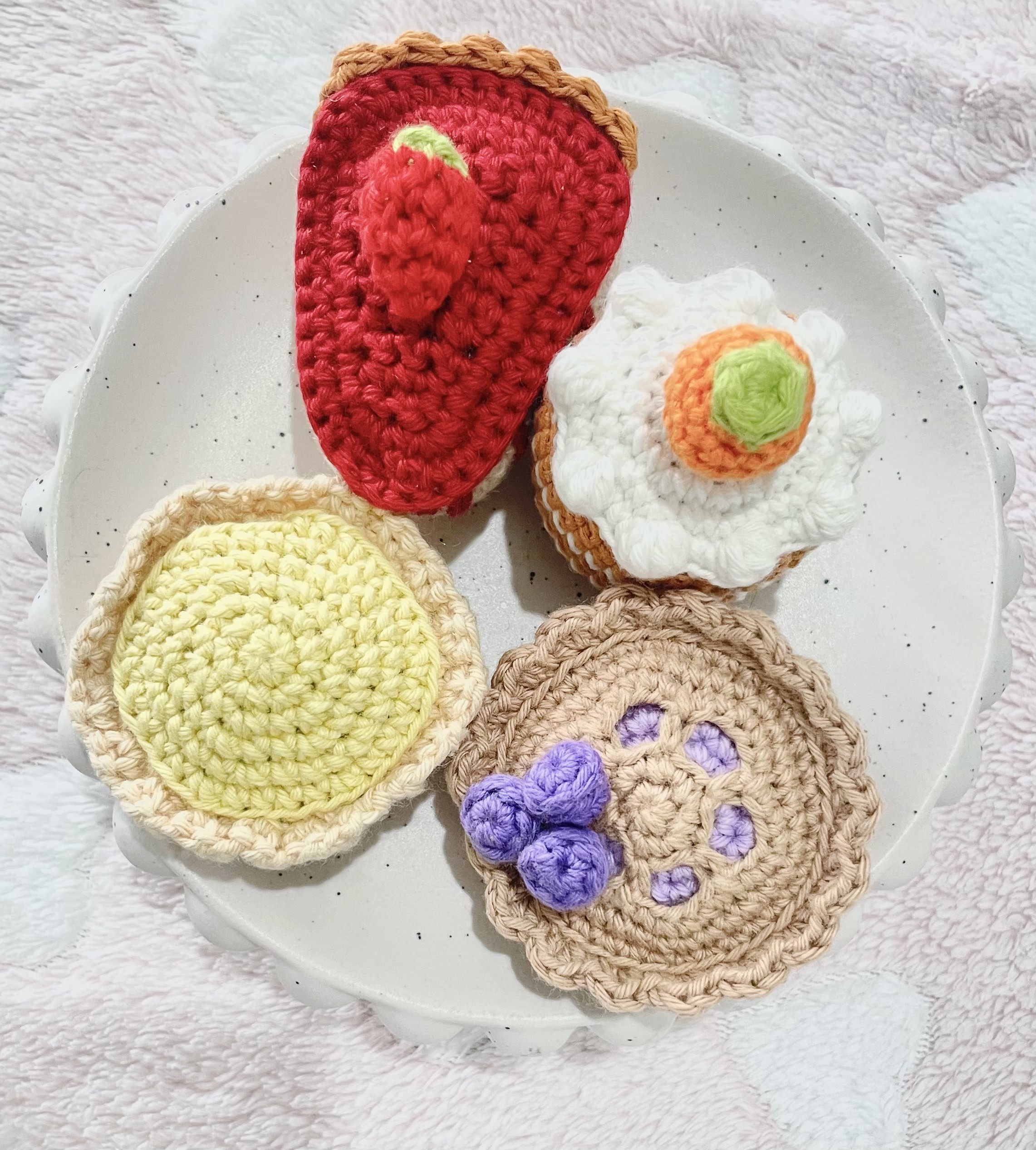 pastry set - carrot cake, tart, strawberry slice, blueberry tart